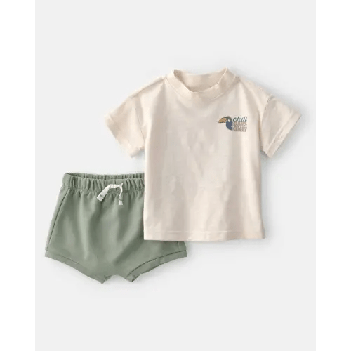 Baby Boy 2-Piece Toucan Solid Short-Sleeve Top & Short Set - Green/White | Carter's