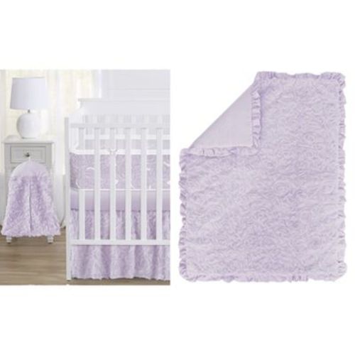 Sweet Jojo Designs Girl Crib Bedding + BreathableBaby Breathable Mesh Liner Baby Nursery Rose Lavender Purple 6pc