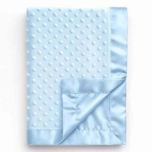 Pro Goleem Soft Minky Dot & Satin Baby Blanket, Navy Blue, 30’’ x 40’’