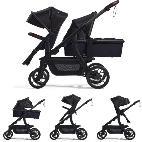 Momcozy ChangeGo Baby Stroller, Convertible Single-to-Double-to-Wagon Stroller with 23 Configurations, Bassinet, Seat Included, Large PU Wheels, All-Wheel Suspension ＆ Extendable UPF50+ Canopy