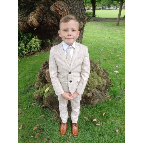 Boys Beige 5 Piece Checked Suits Page Boys Wedding Party - Etsy