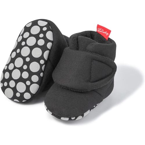 Sawimlgy Newborn Infant Baby Girl Boy Cotton Booties Stay On Sock Slippers Soft Bedroom Shoes Non-Skid Ankle Boots With Grippers Toddler Crib Warm Shoe First Walker Birthday Shower