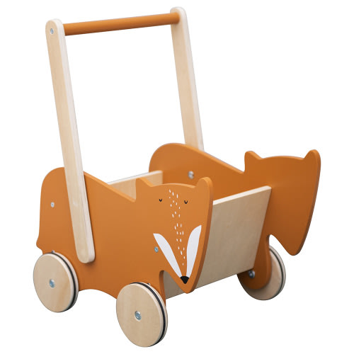 Trixie - Wooden Push Along Cart - Mr. Fox - Orange
