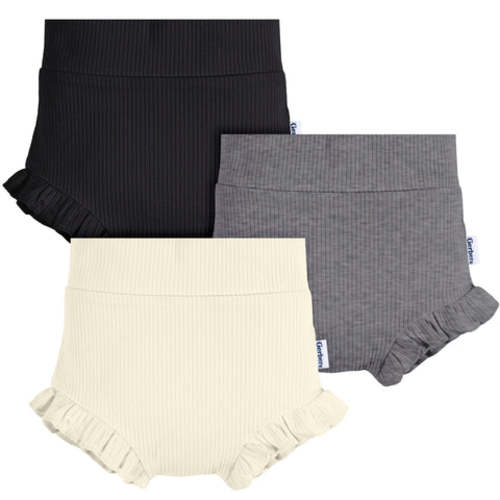 3-Pack Baby Girls Black, Grey Heather, &amp; Ivory Bloomer Shorts