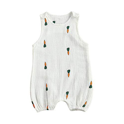 MoZiKQin Infant Baby Girl Boy Cotton Linen Romper Sleeveless Cute Print Bodysuit Jumpsuit Playsuit Summer Outfit Clothes