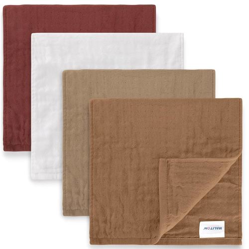 Maliton Muslin Burp Cloths 100% Cotton 20" x 10", 6 Layer Absorbent for Baby Drool and Mess - Non-Irritating & Breathable Baby Burp Cloths for Boys & Girls (Brown and White)