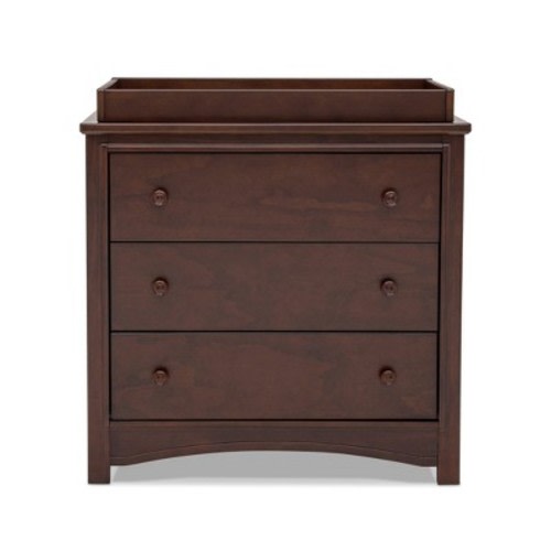 Delta Children Perry 3 Drawer Dresser with Changing Top and Interlocking Drawers - Walnut Espresso