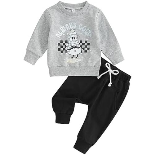 TheFound Christmas Baby Boy Girl Outfit Xmas Fall Winter Pullover Sweatshirt Warm Pant Newborn Toddler Baby Christmas Clothes