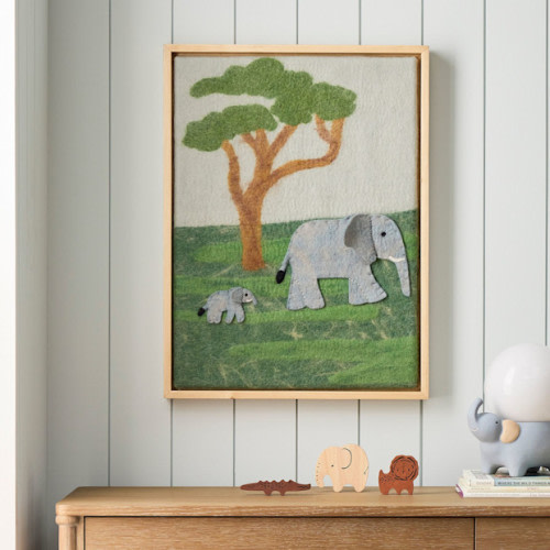 West Elm Elephant Family Framed Felt Wall Art