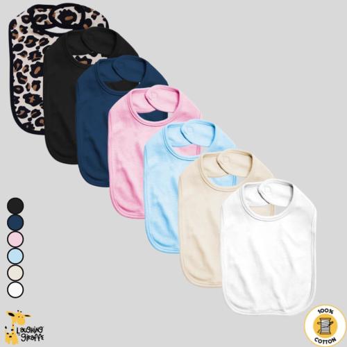 6-Pack | Baby Velcro Closure Bib 2-PLY | Premium 100% Cotton | DIY Customize Personalize Embroidery Monogram Screen Print Tie Dye -Wholesale