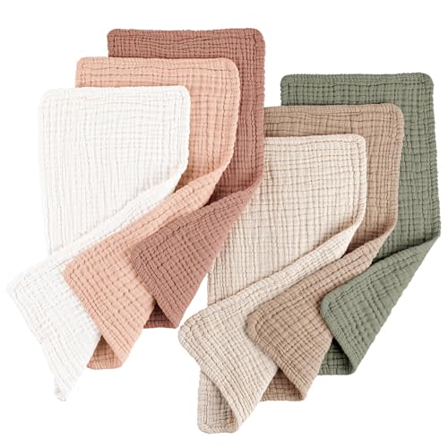 Konssy Muslin Baby Burp Cloths Sets for Unisex- 6 Pack Large 100% Cotton Burping Clothes for Newborn,Baby Girls and Boys