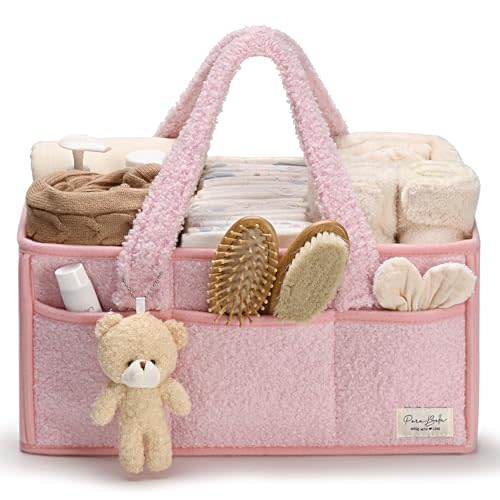 PeraBella Baby Diaper Caddy Organizer - Large Changing Table & Car Diaper Caddy, Nursery Essentials Storage Basket, Perfect Baby Shower Gifts for Girl or Boy