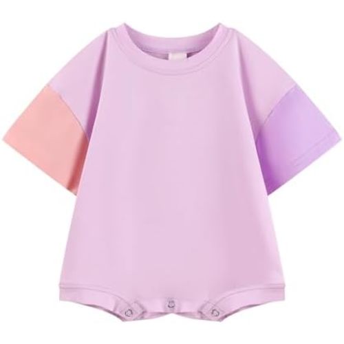Bafeicao Baby Boy Girl Bubble Romper Color Block Short Sleeve T Shirt Newborn Summer Bodysuit