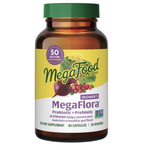 MegaFlora® Women's Probiotic + Prebiotic | 14 Strains - 50 Billion Live Cultures | MegaFood