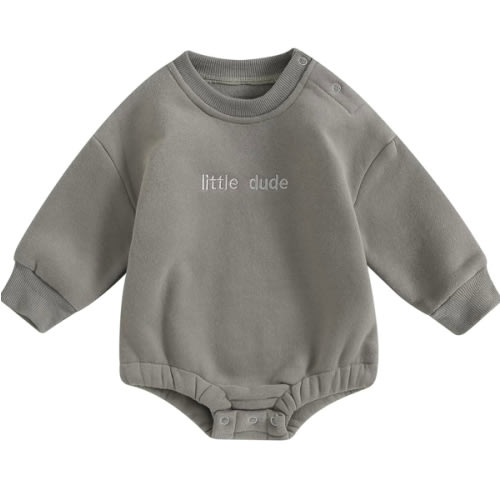VISGOGO Newborn Infant Baby Boy Girls Oversized Romper Little Dude Sweater Onesie Coming Home Outfit Neutral Clothes