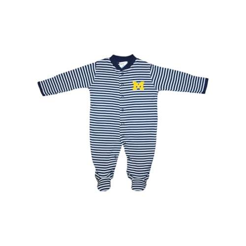 Baby BLUE Michigan Wolverines Striped Footed Loungewear One Piece Pajamas - 35010073