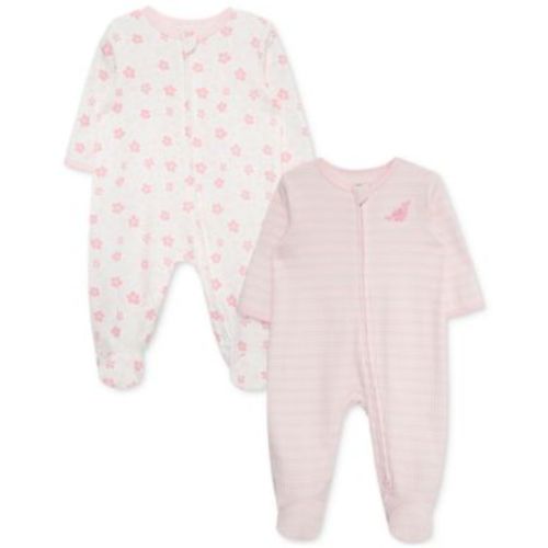 Baby Girls Petals Cotton Footed Coveralls, 2 Piece Set