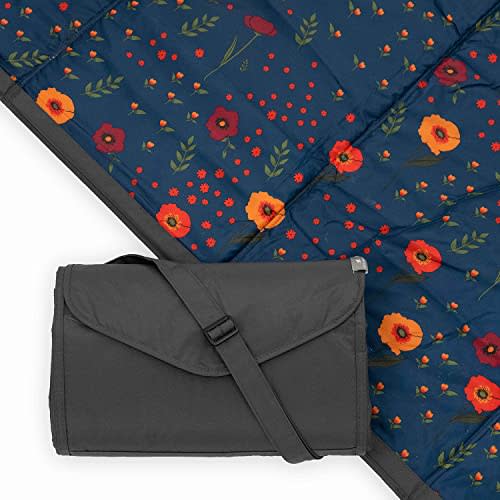 Little Unicorn – Midnight Poppy Indoor/Outdoor Blanket | 100% Polyester | Water Resistant | Simple Clean | Wipeable Material | Easy to Carry | Babies and Toddlers | Machine Washable | 5’ x 10’