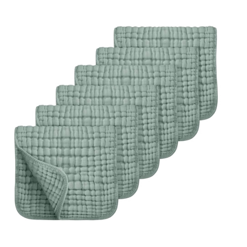 Looxii Muslin Burp Cloths 100% Cotton Large 20''x10'' Extra Soft and Absorbent 6 Pack Baby Burping Cloth for Boys Girls (Dark Green)