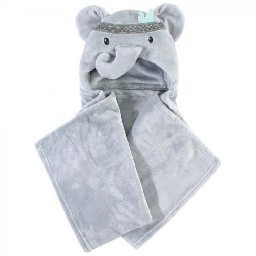 Little Treasure Baby Plush Hooded Blanket, Gray Elephant, One Size
