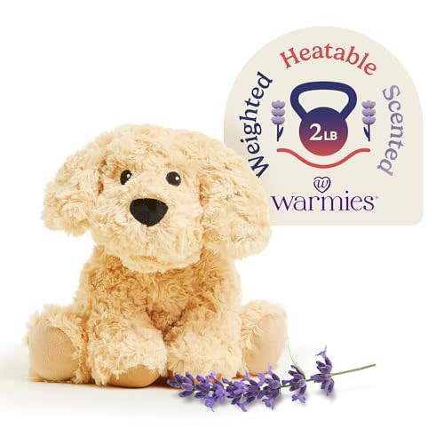 warmies Microwavable & Weighted Stuffed Animals, Golden Dog - Heated Stuffed Animal Plushie for Warmth & Comfort - Cute Soft Plush Toys for Boys, Girls, Babies & Toddlers