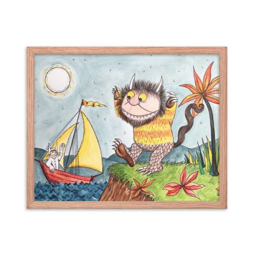 Framed Where the Wild Things Are Watercolor & Ink, Wild Things Theme, Nursery Decor, Kids Room Art