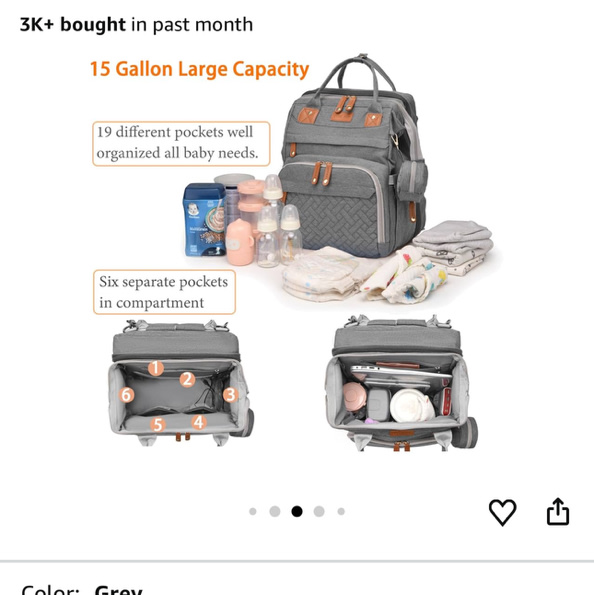 Baby Diaper Bags with Changing Station, Waterproof Diaper Bag Backpack for Moms Dads with USB Charging Port, Baby Shower Gifts, Large Capacity diaper backpack, Grey