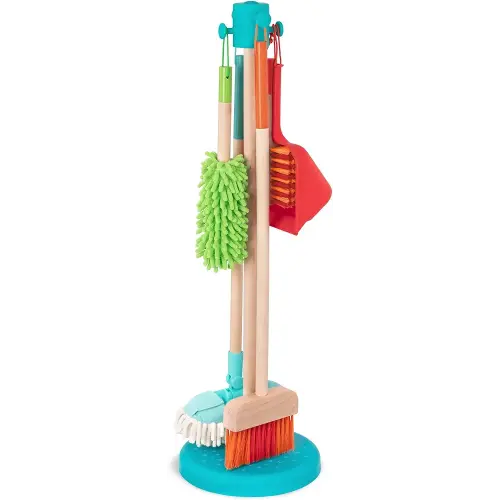 Battat- Kids Cleaning Set – Cleaning Toys For Toddlers, Children – Pretend Play Kit- Broom, Mop, Brush, Dustpan, Duster- Sweep n' Clean- 2 Years +