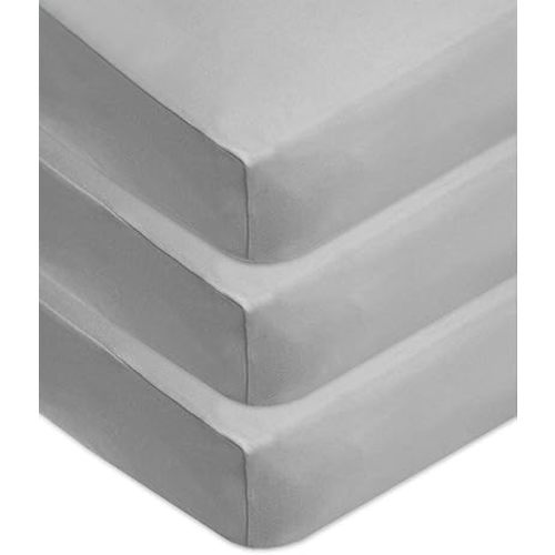 American Baby Company 3 Pack Fitted Crib Sheets 28" x 52", Soft Breathable Neutral 100% Cotton Jersey Sheet, Grey, for Boys and Girls, Fits Crib and Toddler Bed mattresses