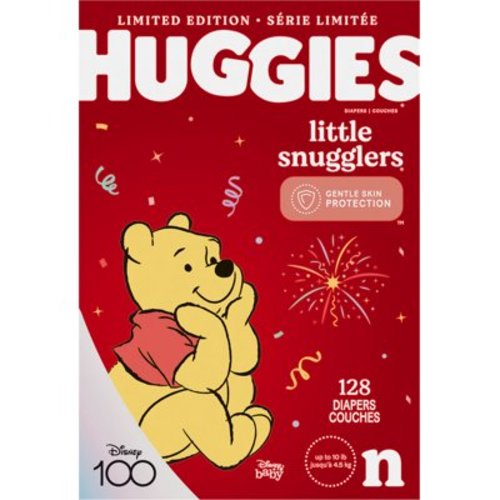 Huggies Little Snugglers Hypoallergenic Baby Diapers, Size Newborn, 128 Ct