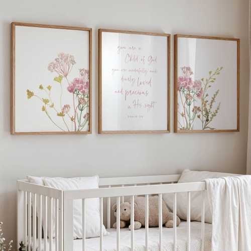 Christian Nursery Wall Art Bible Verse Nursery Girl Scripture Nursery Wall Decor Baby Shower Gift Child of God Psalm 139 Nursery Print Set