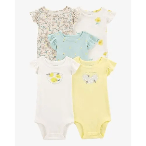 Baby 5-Pack Short-Sleeve Lemon Bodysuits - Carter's | Carter's