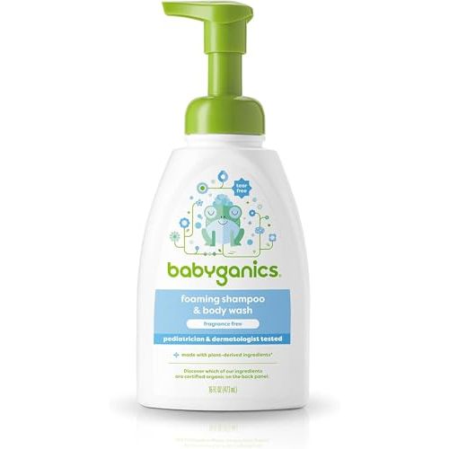 Babyganics Baby Shampoo + Body Wash Pump Bottle, Fragrance Free, 16oz