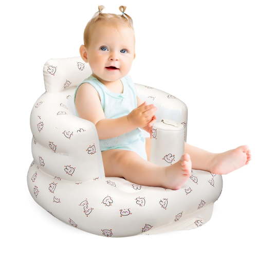 Inflatable Baby Seat for Babies 3 Months & Up, Baby Floor Seats for Sitting Up, Baby Seats for Infants, Blow Up Baby Chair with Built in Air Pump - Rabbit