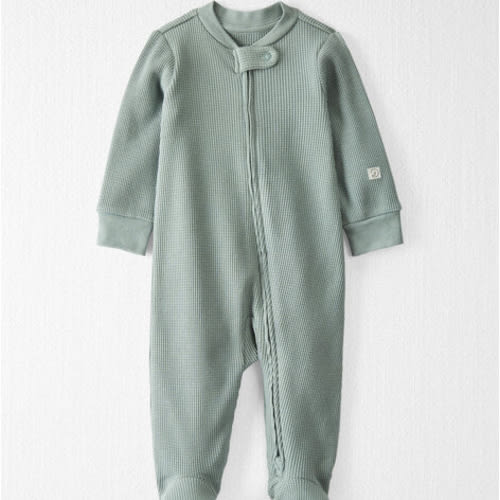 Baby Waffle Knit Sleep & Play Pajamas Made with Organic Cotton in Sage Pond - Little Planet | Carter's