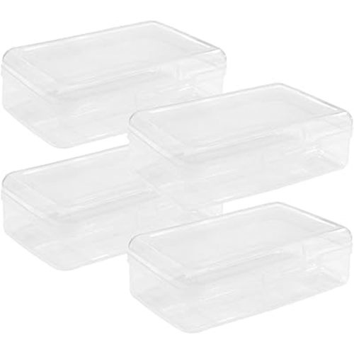 Large Capacity Clear Pencil Box, Pencil Case, Plastic Pencil Boxes, Stackable Design, Supply Boxes for School Classroom, 4-Pack (Clear)…
