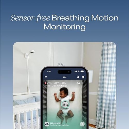 Nanit Pro Smart Baby Monitor & Wall Mount – 1080p Secure Wi-Fi Video Camera, Sensor-Free Sleep & Breathing Motion Tracker, 2-Way Audio, Sound & Motion Alerts, Night Vision, and Breathing Band - White - Pro Camera & Wall Mount