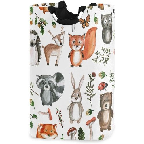 senya Large Laundry Basket Shopping Foldable Clothes Bag Collapsible Fabric Laundry Hamper Folding Washing Bin (New Woodland Animal)
