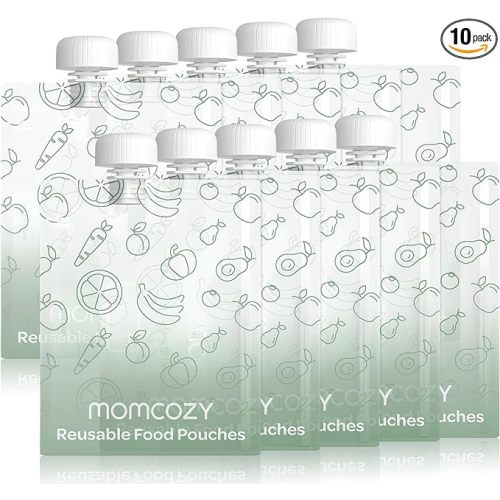 Momcozy Reusable Baby Food Pouches for Toddlers,BPA Free Plastic,Food Safe,Freezer Safe,Refillable for Applesauce Yogurt & Puree Squeeze Pouch,10 packs,5oz