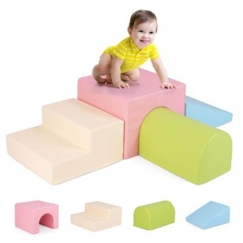 Costway Kids Climb and Crawl Activity Playset Blocks w/ Waterproof PU Cover EPE Foam
