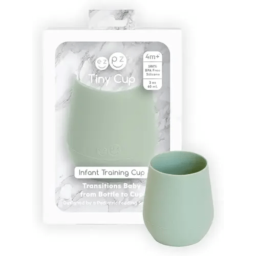 ezpz Tiny Cup (Sage) 100% Silicone Training Cup for Infants