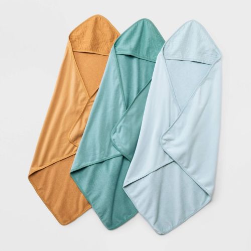 Baby 3pk Muslin Hooded Towel - Cloud Island™ Pink: Cotton French Terry, Extra Lightweight