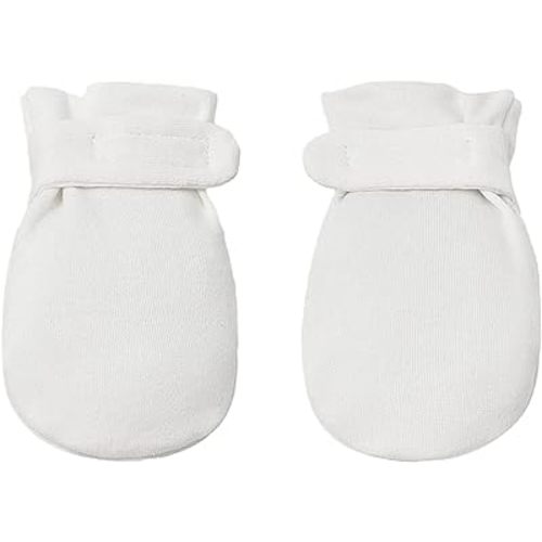 Newborn Baby No Scratch Mittens Stay On, 100% Cotton Breathable, Adjustable Infant Gloves for Baby Boys Girls Mittens
