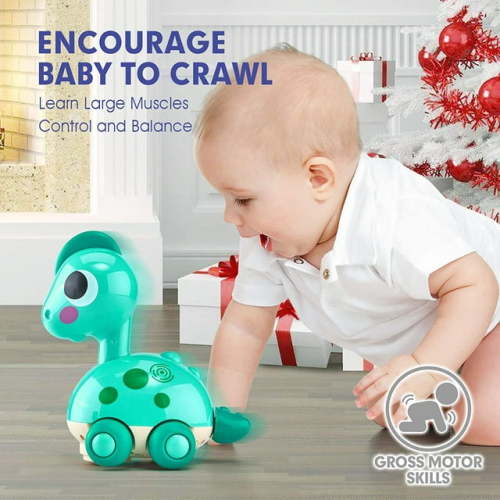 CJUAN Baby Toys 6 to 12 Months, Dinosaur Baby Boy Toys for 6 Month Old Boy Toys 12-18 Months with Music Crawling Toys, Touch & Go Toddler Tummy Time Toys for 1 2 Year Old Boy & Girl Gifts