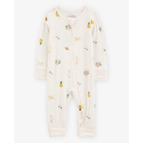 Baby Tropical Print 2-Way Zip PurelySoft Convertible Foot Sleep & Play Pajamas - Ivory - Carter's | Carter's