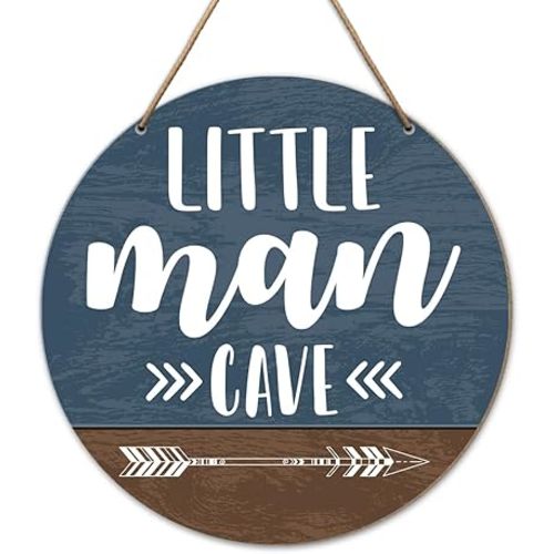 Baby Boy Nursery Wall Decor, Farmhouse Nursery Decor for Boys Newborn Baby Bedroom, Nursery Wooden Hanging Sign Decoration Wall Art, Gift for Newborn Baby Boy Toddler, Little Man Cave