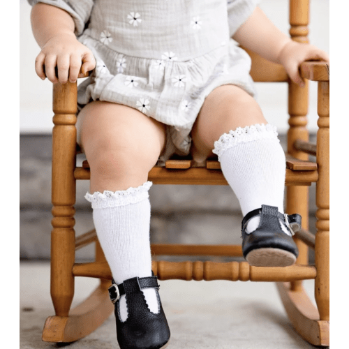 White Lace Top Knee High Socks