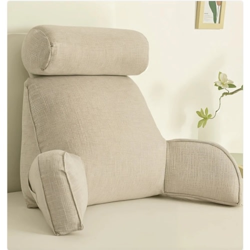 Deluxe Backrest Pillow (cream) – Ergonomic Support with Adjustable Headrest & – Royale Basic