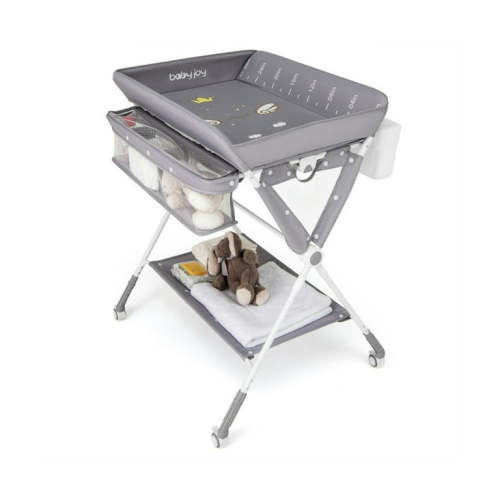 Topcobe Portable Baby Changing Table with 3-Level Adjustable Height, Portable Adjustable Height Folding Diaper Station-Gray