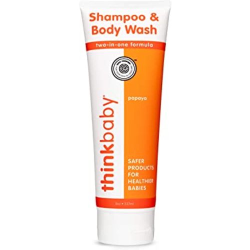 Thinkbaby Baby Shampoo & Body Wash – Safe, Gentle & Non-Toxic - Tear-Free Face, Hair & Body Soap for Babies – Natural No Tears Everyday Foaming Cleanser - 8oz